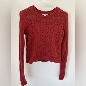 Loft Pointelle Cropped Rust sweater
